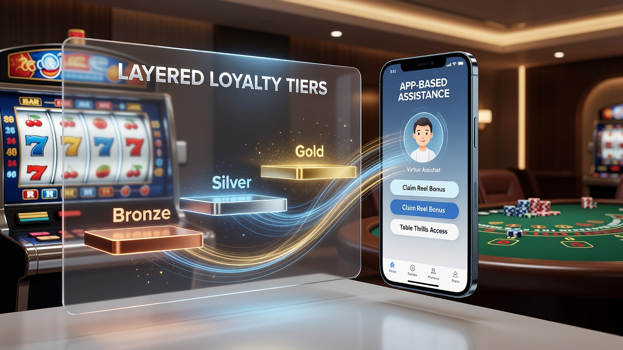 Mobile app screenshot displaying loyalty points transfer from slots to table game rewards