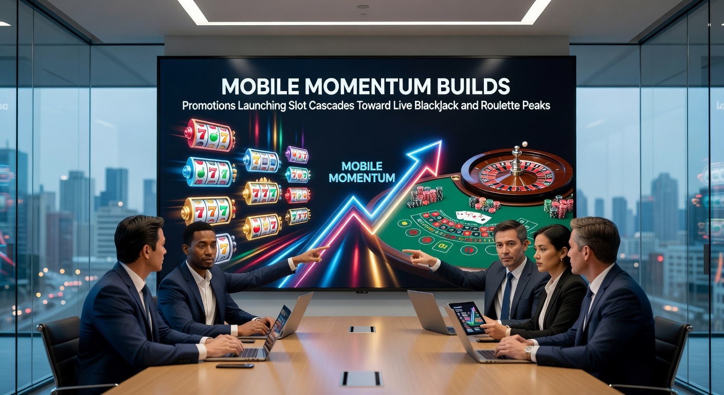 Dynamic cascade graphic illustrating slot reels exploding into live roulette wheel and blackjack cards on a mobile device