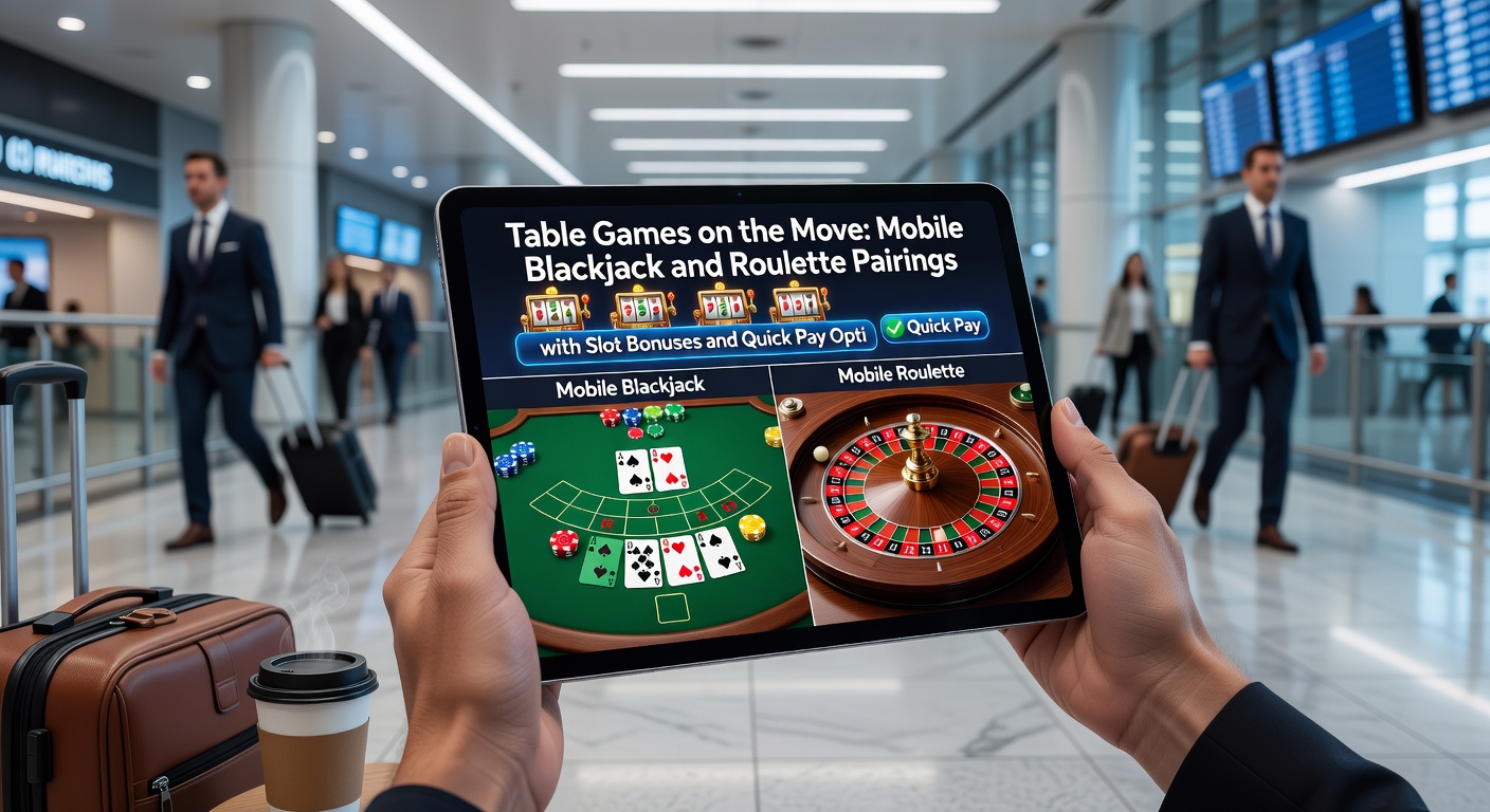 Illustration of integrated mobile casino app showing blackjack, roulette, slot bonuses, and payment icons