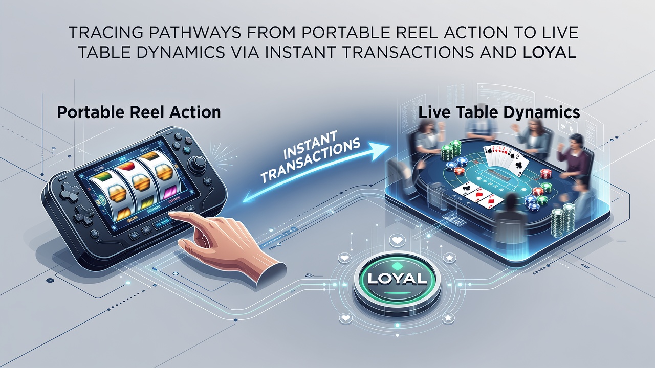 Diagram showing loyalty tier progression connecting mobile slots to live tables with transaction arrows